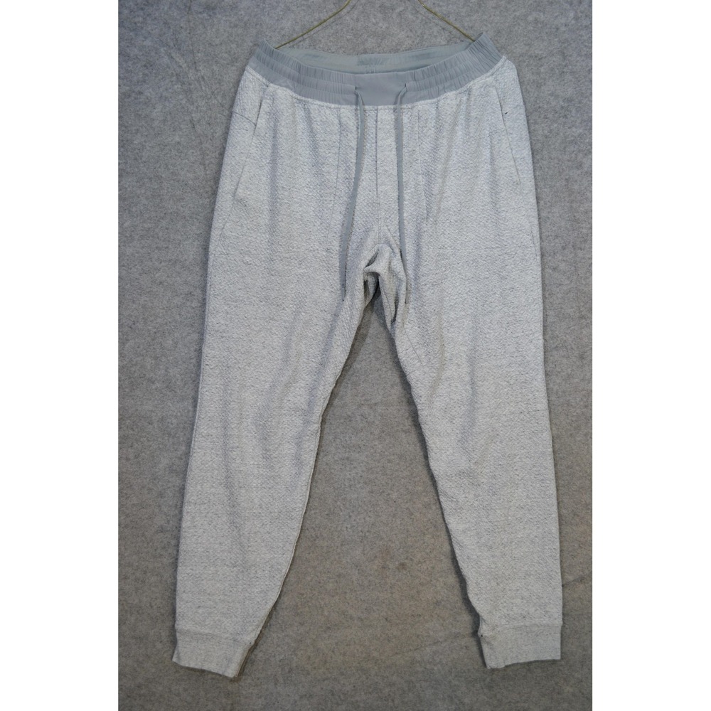 Lululemon At Ease Jogger Pants Mens L Gray Flecked Knit Textured Sweatpants Cuff
